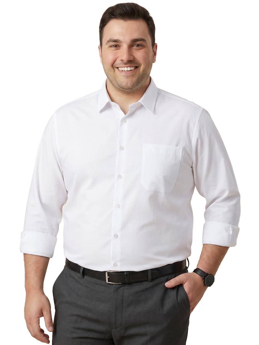 thomas scott Men's Premium Plus Size Regular Fit Textured Formal Shirt | 100% Cotton | Long Sleeves | Spread Collar-picture-16
