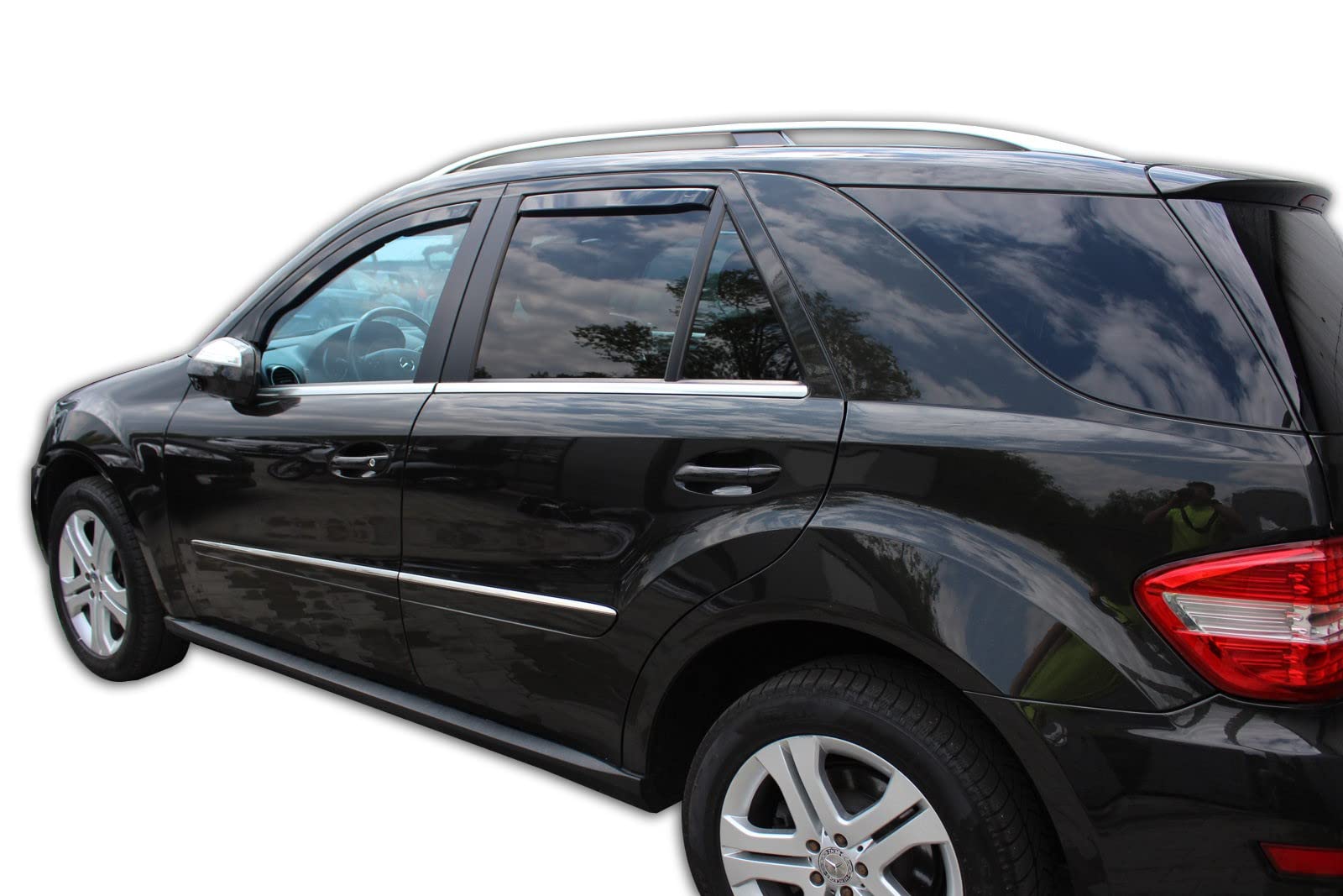 J&J AUTOMOTIVE Windabweiser passend für Mercedes ML Klasse W164 5-Türer 2005-2012 4tlg, Heko Regenabweiser Vorne Hinten Getönt Dunkel Passform