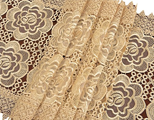 Simhomsen Beige Lace Table Runners Dresser Scarves Embroidered Rose Flower 16 × 60 Inch #TOP2