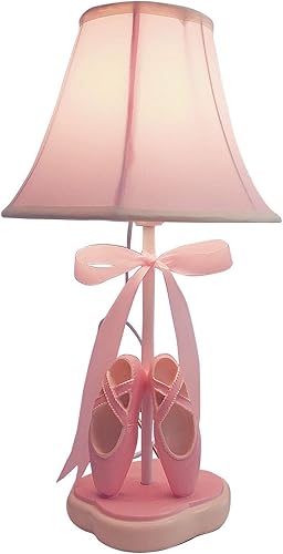 Cozylight Lámpara de noche, diseño de zapatos de baile rosa, lámpara de mesa de 14 pulgadas de alto con pantalla de costura de tela para decoración