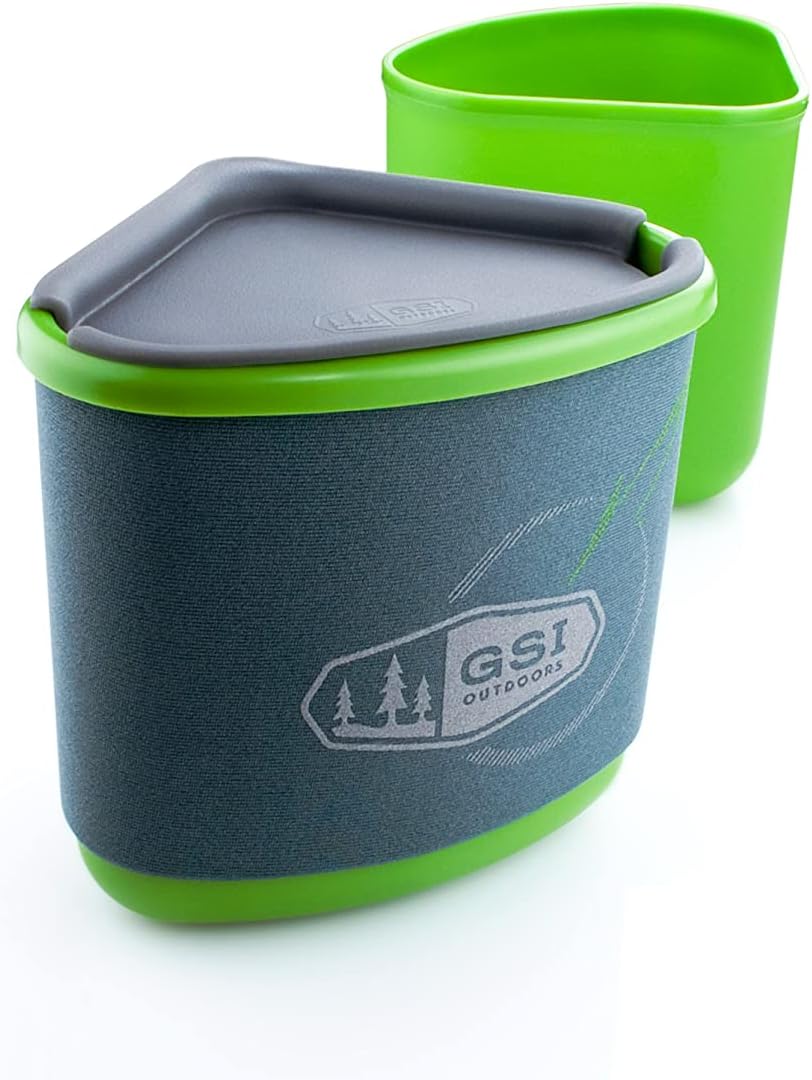 Gourmet Nesting Mug + Bowl, Green with Insulated Sleeve for Camping, Travel & Picnics