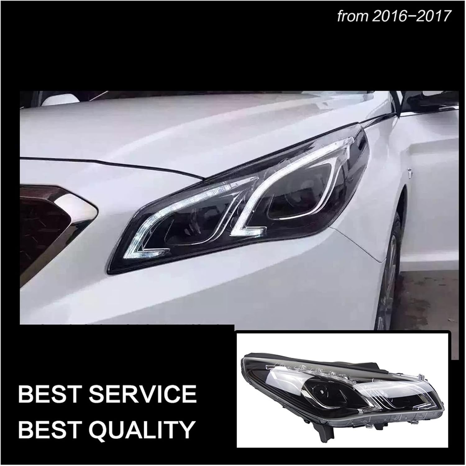 Auto Accessories Car Styling Head Lamp Compatible With Hyundai Sonata Headlights 2016-2017 Compatible With Sonata LED Headlight DRL Hid Bi Xenon(Headlight Xenon)