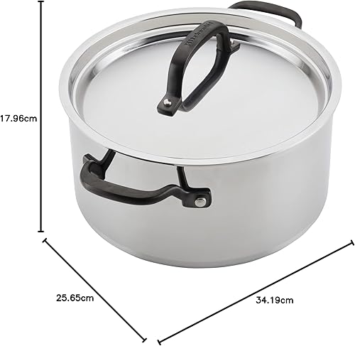 Miniatura 9 de KitchenAid Olla de acero inoxidable pulido revestido de 5 capas con tapa 6 cuartos de galón