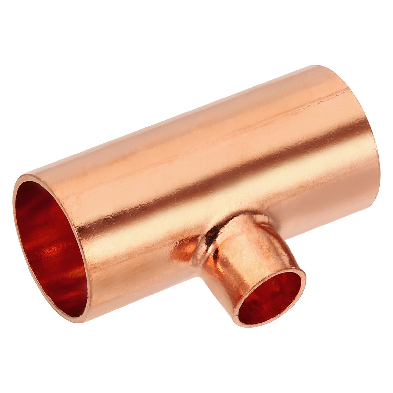 PATIKIL 1" x 1/2" x 1" ID Reducing Tee Copper Fitting, 2pcs 99.9% 3 Way Pure Copper Pipe Tube Connector Adapter Reducer with Sweat Solder Connection for HVAC Refrigeration System