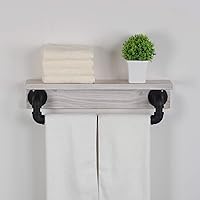 Vista 13 de MBQQ Estante de tubo industrial, estante de pared rústico con toallero, toalleros de granja de 20 pulgadas para baño, estantes flotantes montados