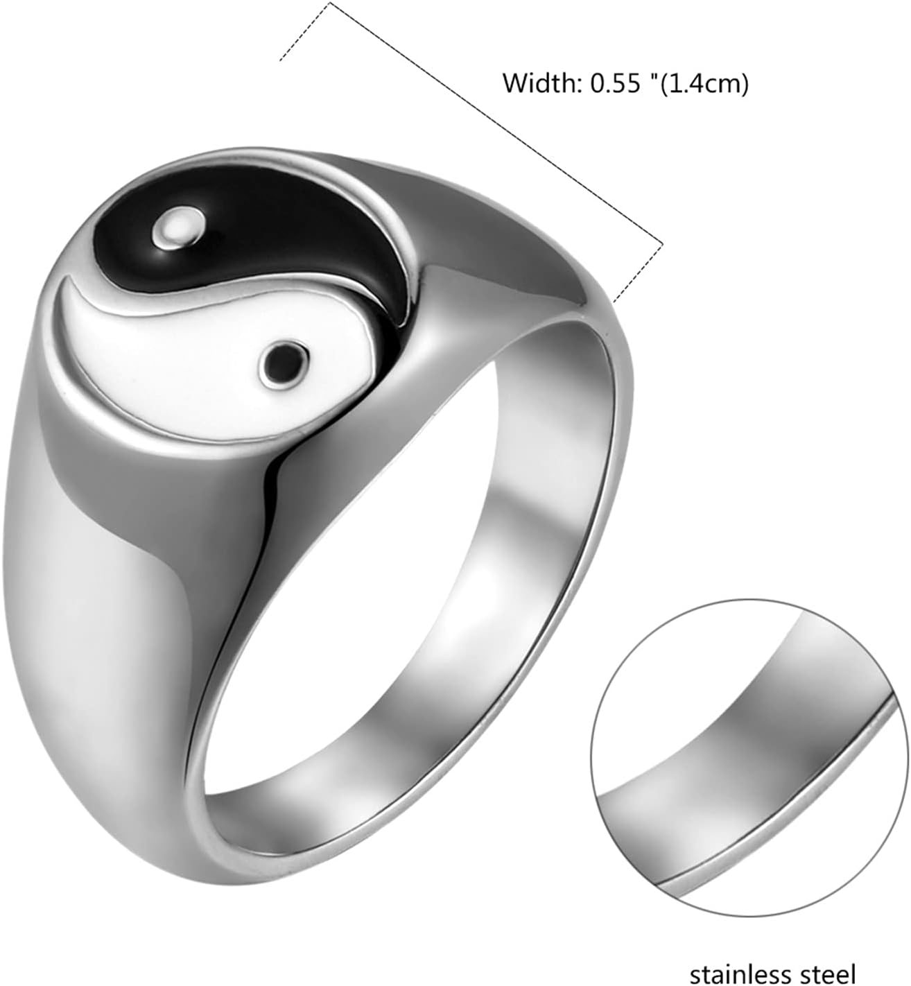Rofusn メンズ ヴィンテージ 太極拳 陰陽リング ステンレススチール 印章指輪 男の子 メンズ