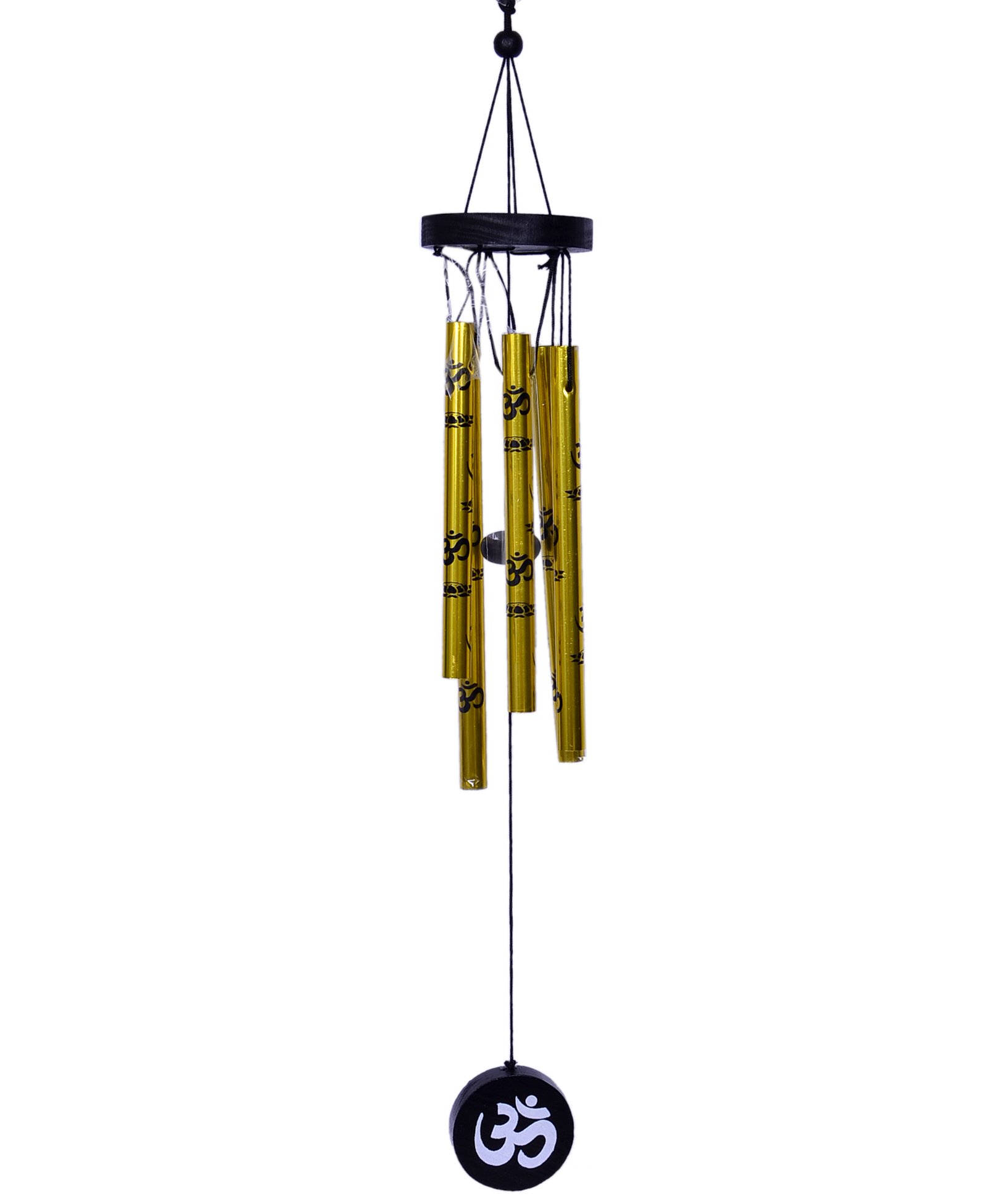 Purpledip Metal Feng Shui Wind Chime Om: Good luck & Positive Energy Melodious Hanging Showpiece for Living Room Balcony Or Verandah (10423)