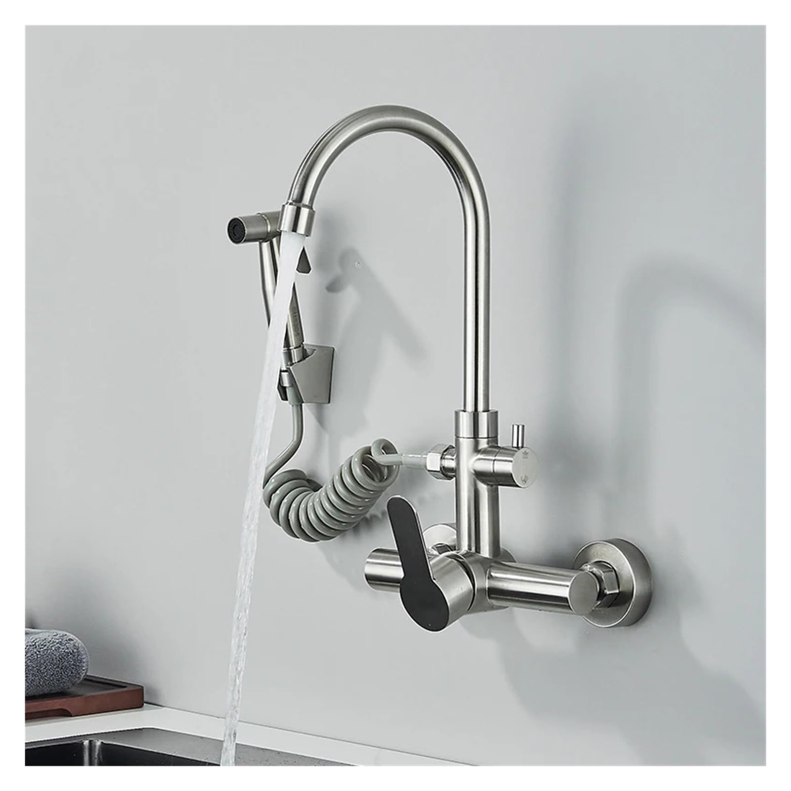 Robinet mitigeur rotatif 360 avec bec long pour évier inox