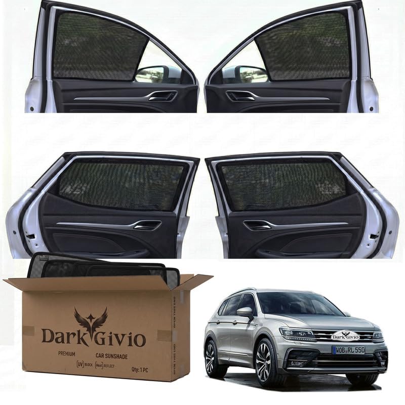 Image of Car Window Sun Shade Protector for TAIGUN | Exact Fit Non-Magnetic Half Cut Sunshade (Set of 4 /6) | UV Blocker Side Window Car Curtains & Interior Accessory