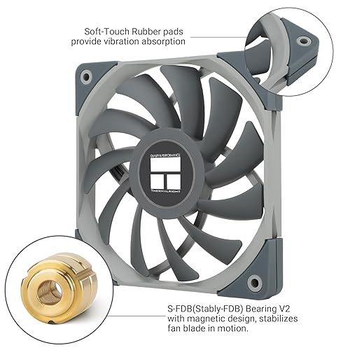 Miniatura 4 de Thermalright Ventilador de CPU TL-C12015, ventilador silencioso de 4 pines PWM para PC, velocidad de 1500 RPM, ventilador delgado de 0.591 in,