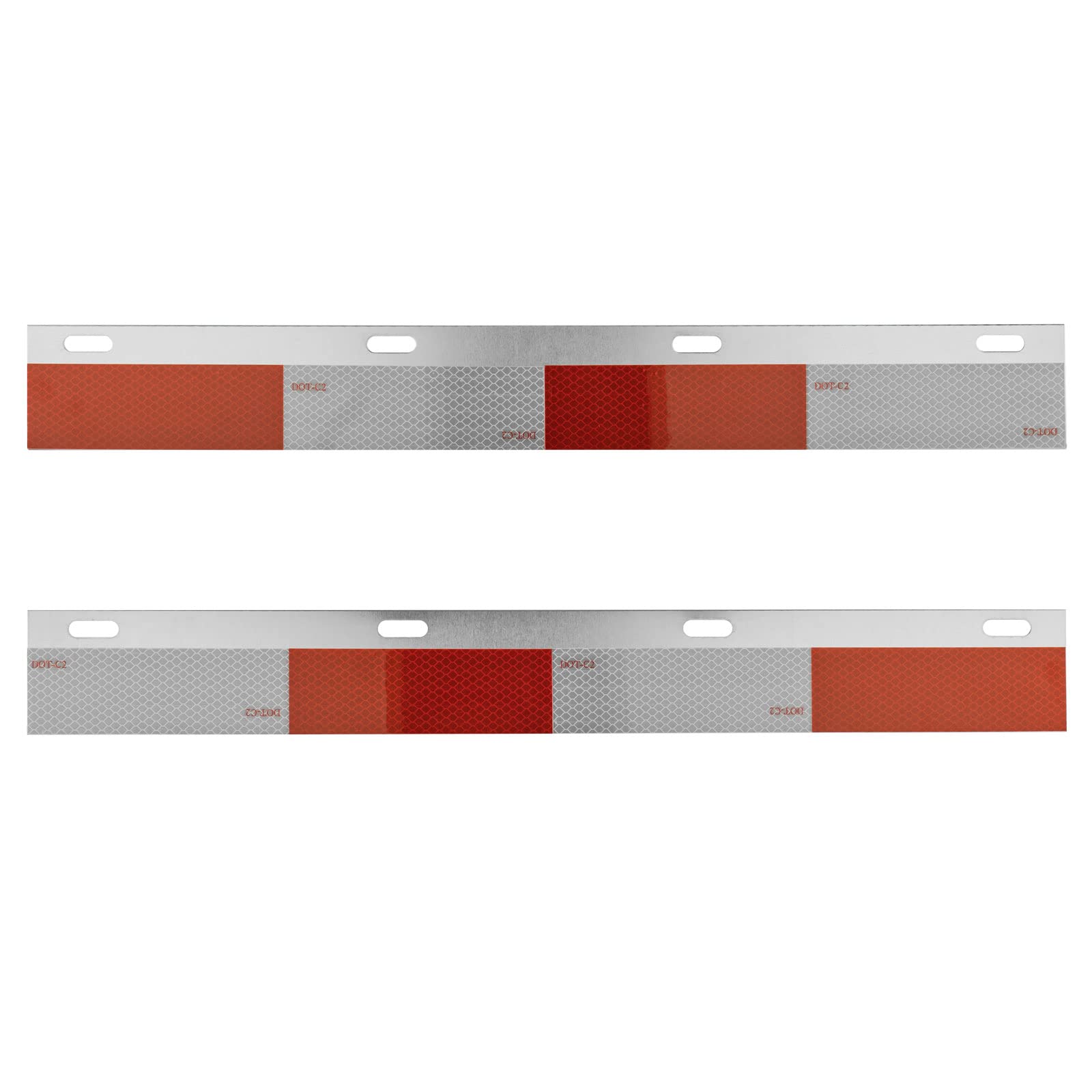 Aluminum Semi Truck Mud Flap Conspicuity Ctrips Reflective Strips Kit with DOT-2 Certified Reflective Strips 24"x 2-7/8" - for Straight Mud Flap Hangers for Semi Trucks - Pack of 2 pcs (1 Pair)
