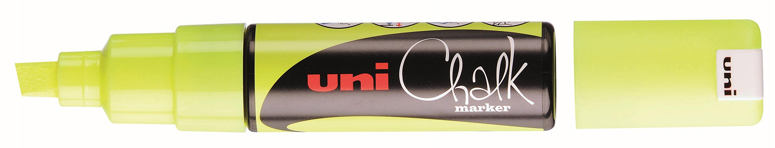 UNI Chalk PWE-8K FL Yellow Marker Chisel TIP (8.0mm BX 6)