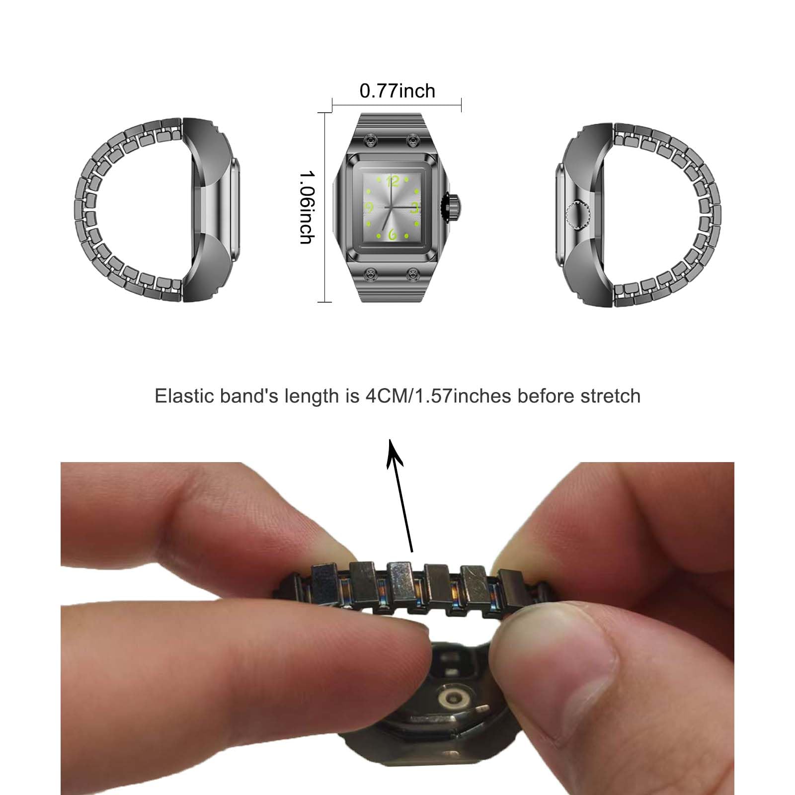 Anneau Intelligent avec Montre à Quartz, Tracker de Sommeil/Fréquence Cardiaque/Oxymétrie/Activité, Bluetooth Photography Bague Intelligente Disponible Pour iOS/Android, Longueur Réglable (Doré)