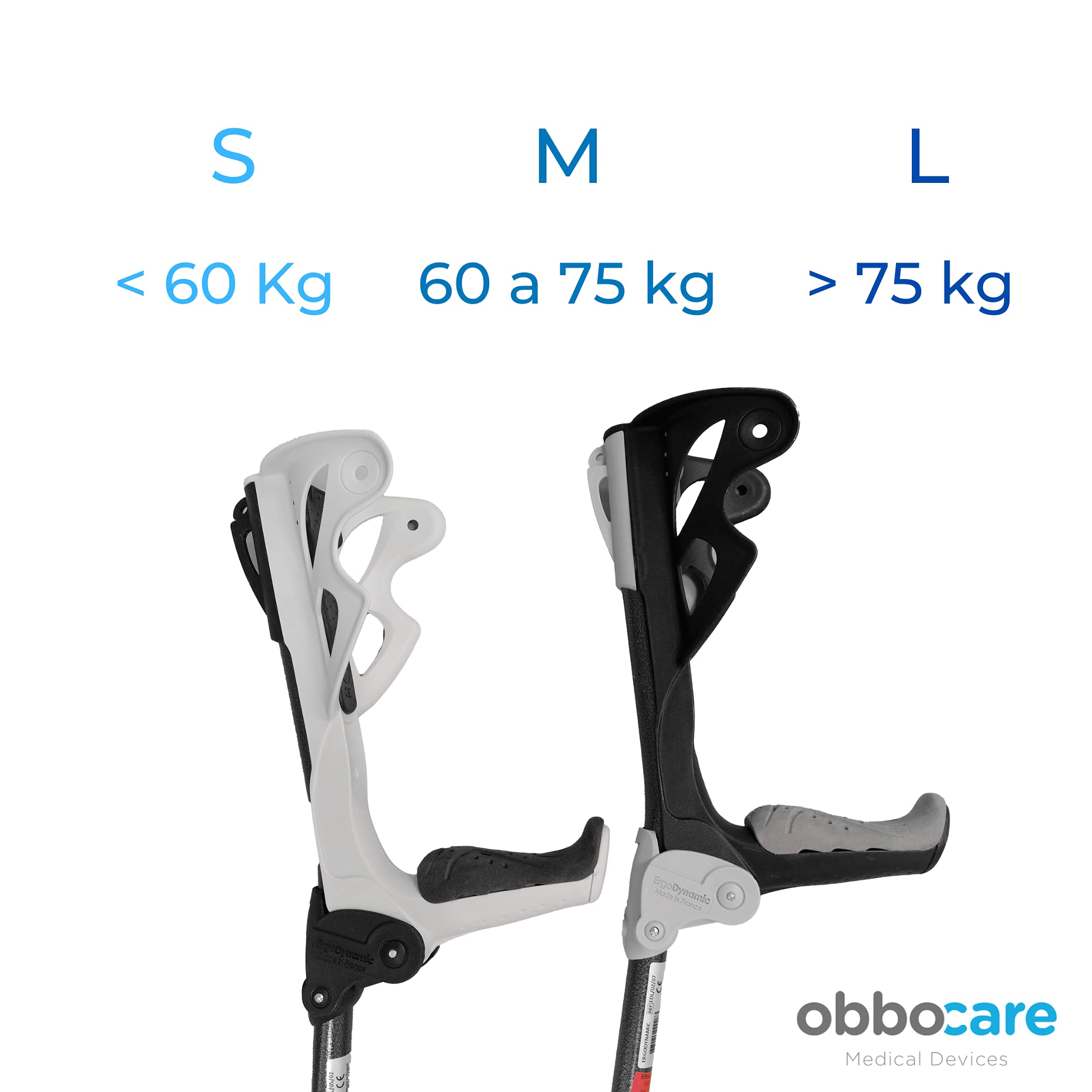 FDI - Muletas De Adulto Ergodynamic. Par De Muletas Regulables En Altura Con Amortiguación Y Empuñadura Suave. Ultraligeras De Aluminio. Color Negro. Talla L