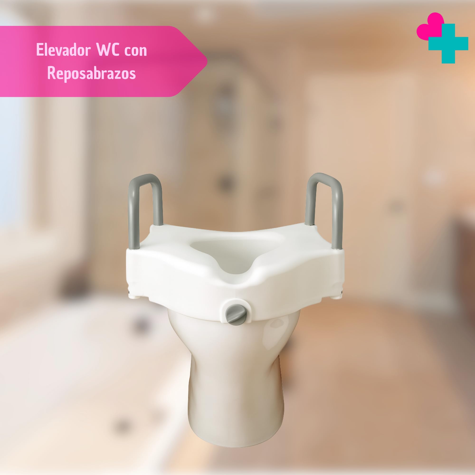 Asiento Elevador Inodoro. Alzador Baño Adultos con Reposabrazos. Elevador WC Adulto con Reposabrazos. Ideal para Personas Mayores y Uso Doméstico. Eleva hasta 12cm