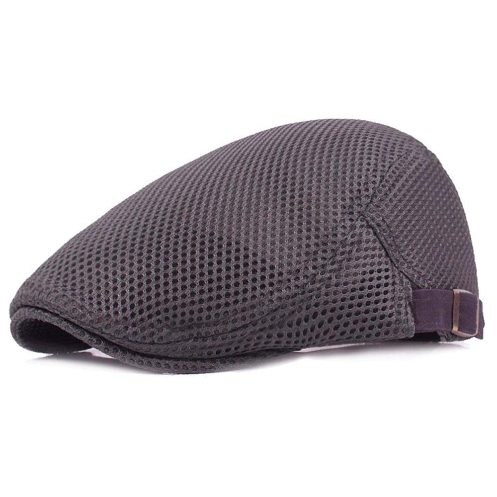 Yanjay Store Men's Dark Gray Mesh Summer Newsboy Beret Hat Breathable Ivy Cap Cabbie Flat Hats (Dark Gray)