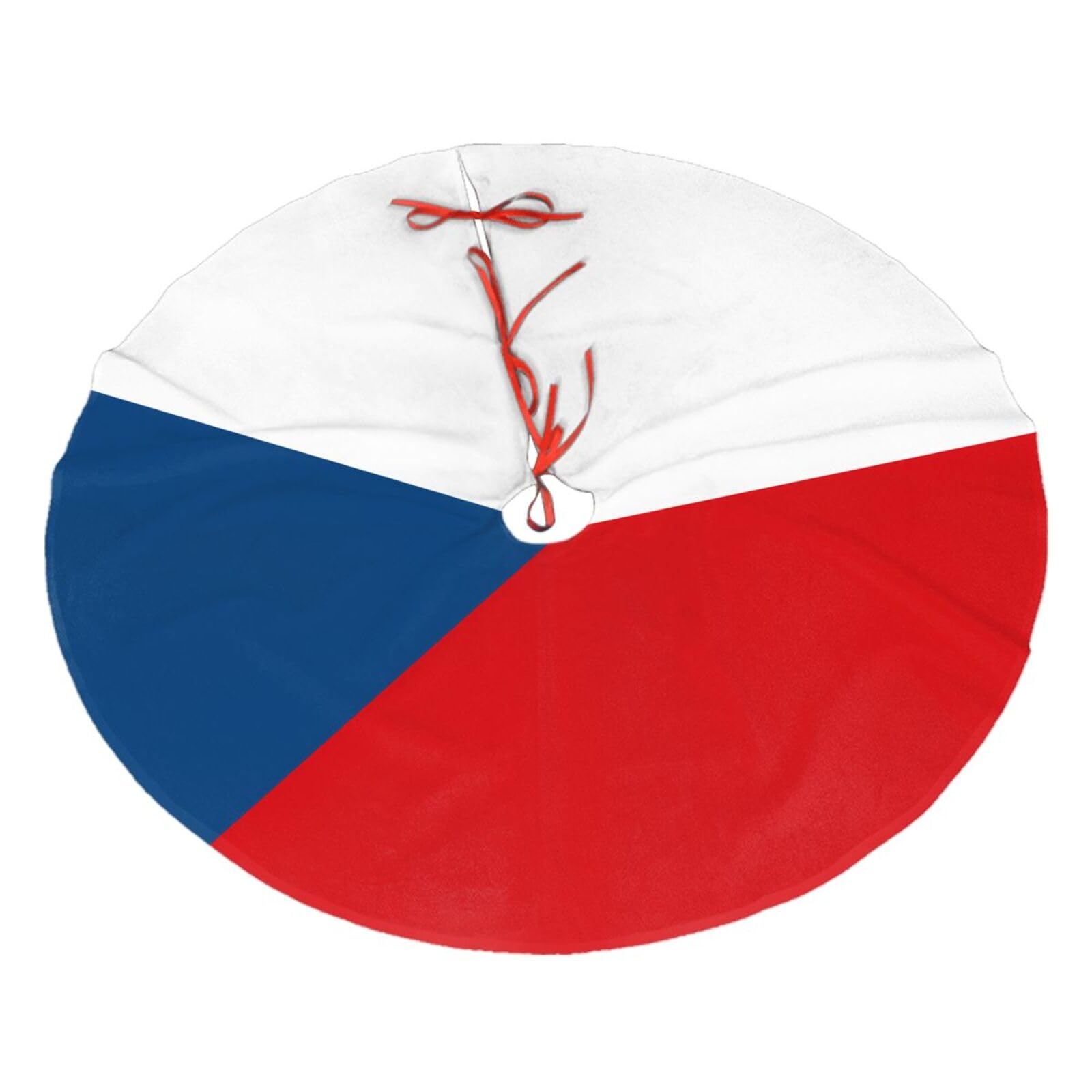 Flag of The Czech Republic Printed Christmas Tree Skirt Christmas Plush Tree Skirt 36 inches (about91 cm) ChristmasIndoor and Outdoor