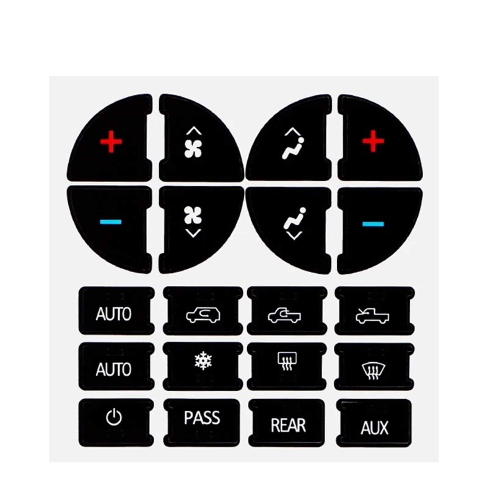 Dash Button Stickers Compatible with Buick for Enclave for CX for CXL 2006-2012 AC Climate Stereo Button Repair Decals Stickers Accessories(21pcs)