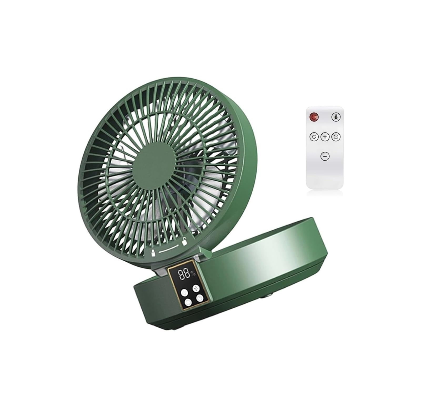 FGJsfhrDTU Portable Fan, 3 Speed Oscillating Remote 4000mAh LED Light for Bedroom Study Room Quiet USB for
