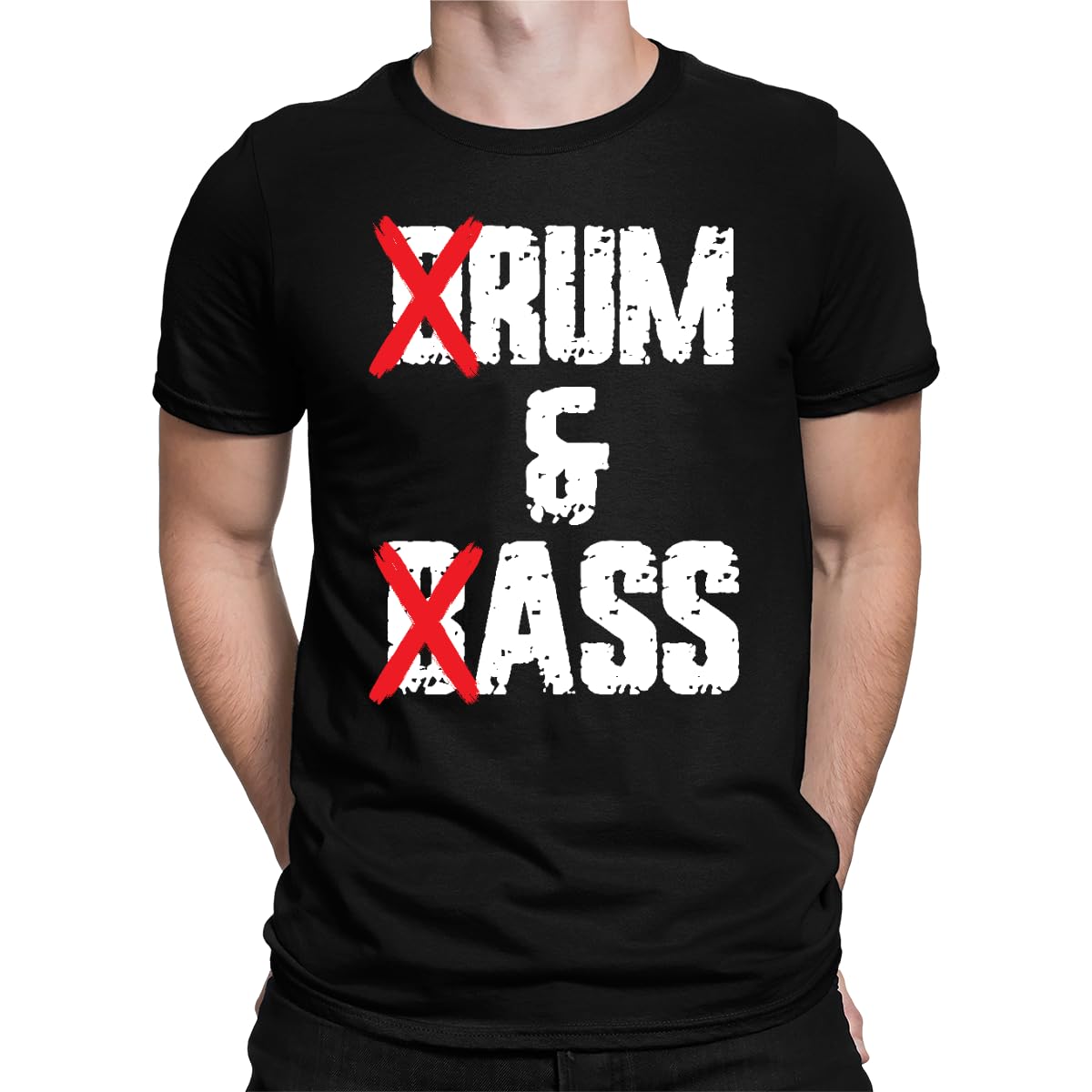 Unibly Men's Black Funny Drummer And Bassist Apparel Drum And Bass Rum & Ass Edm T-Shirt, L