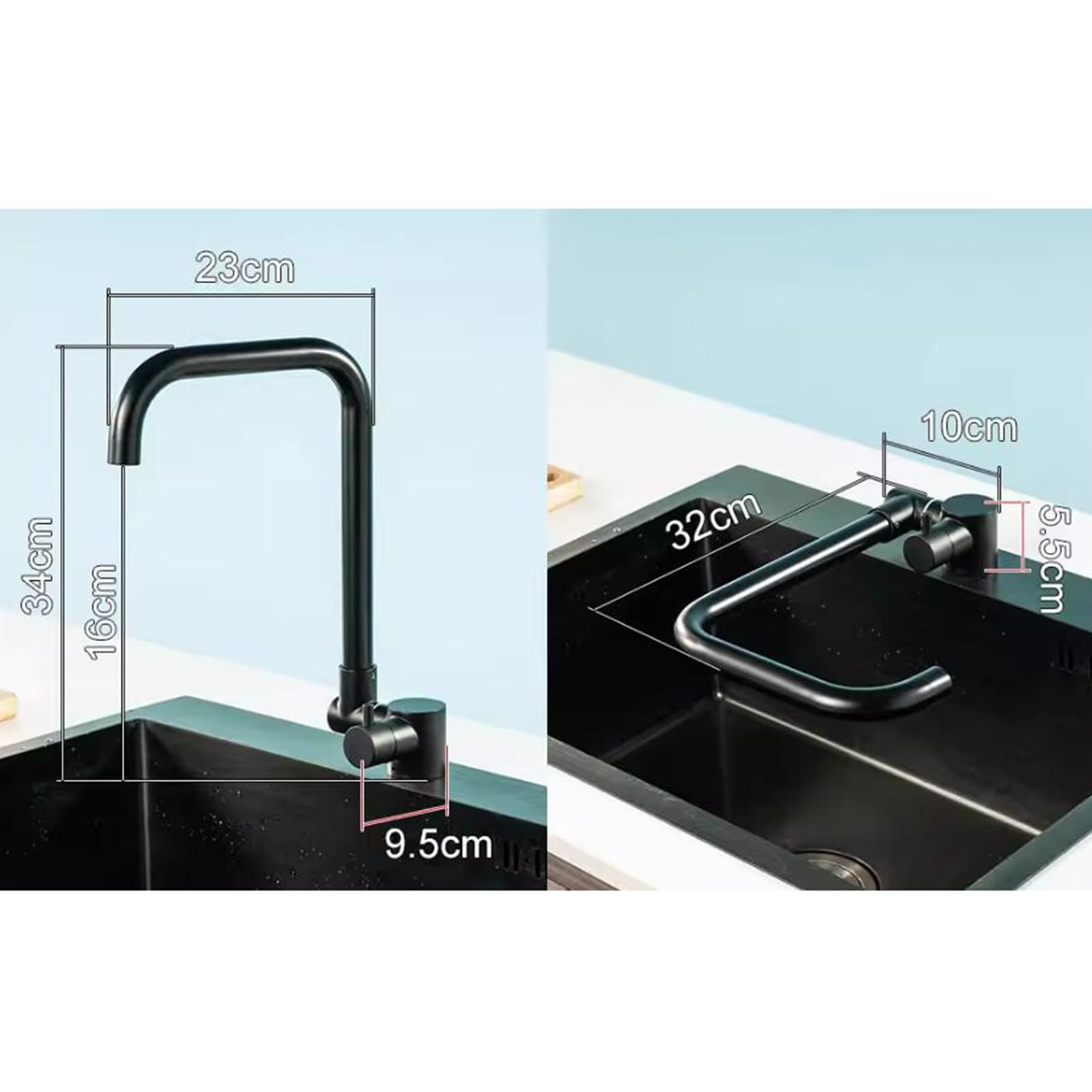 Grifo Cocina Abatible bajo Ventana Gris Grifo Fregadero Cocina Abatible Acero Inoxidable-Gris