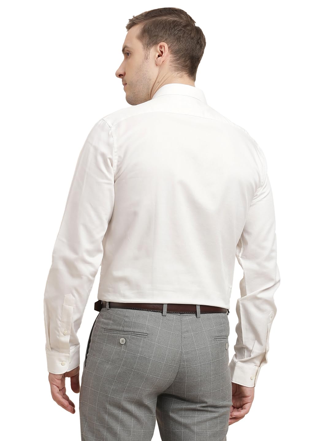 Turtle Camicia formale da uomo 100% cotone slim fit con stampa Dobby a maniche lunghe