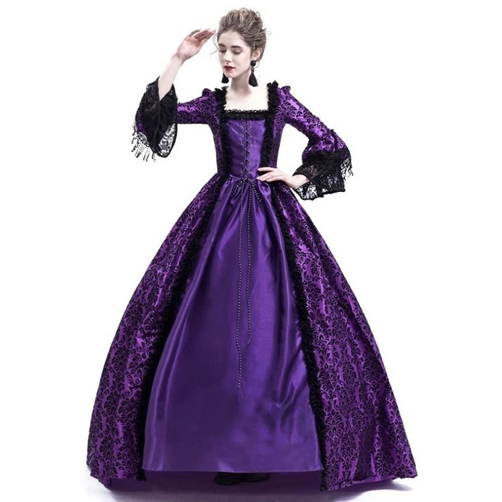 STIOEDYUAN Women's Medieval Queen Vitorian Dress Gothic Ball Gown Renaissance Royal Halloween Fancy Costume