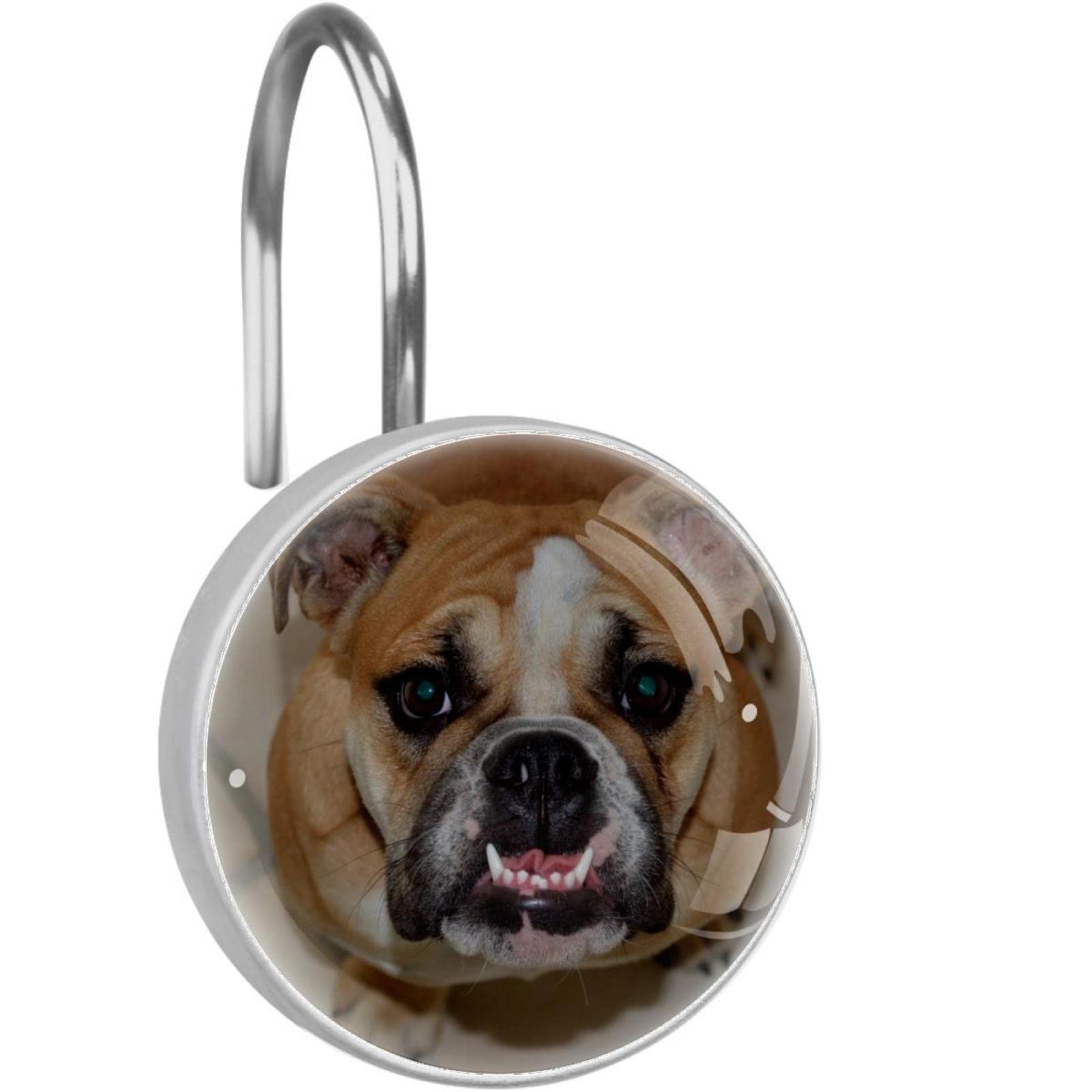 Crochets de rideau de douche bouledogue britannique marron pour sublimer votre salle de bain