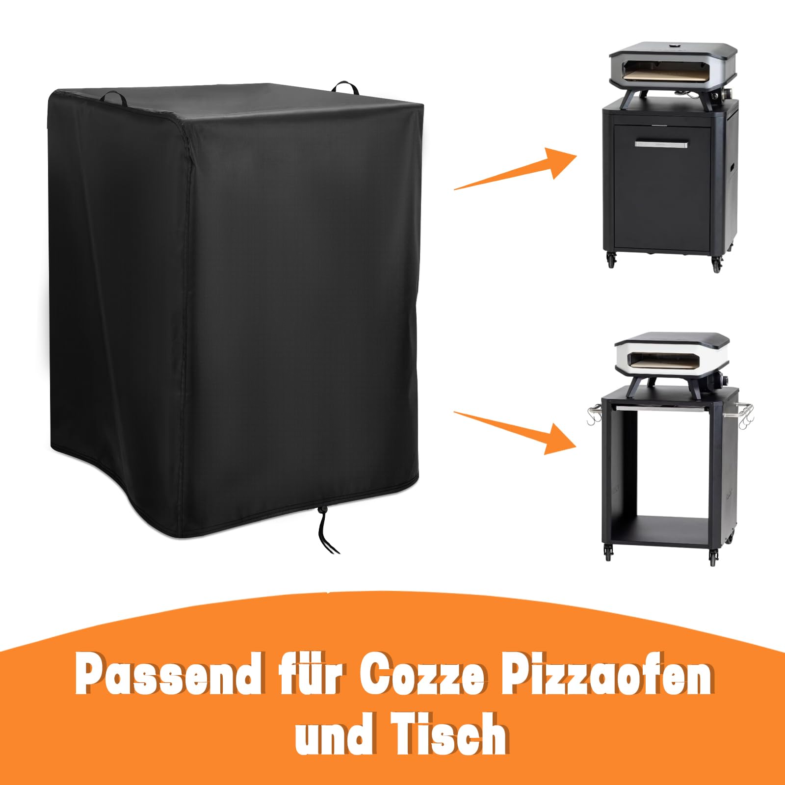 Pizzaofen Abdeckung für Cozze Gas Pizza Ofen, Wasserdicht 500D Oxford-Stoff Schutzhülle für Pizzaofen, Grill und Outdoortisch, Pizzaofen Tragetasche, Pizzaofen Zubehör-Schwarz (73x64x109cm)