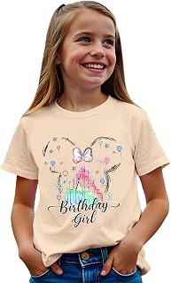 CM C&M WODRO Birthday Girl Castle Shirt for Baby Girls Magical Kingdom Birthday T-Shirt Kid Short Sleeve Summer Gift Tee Tops