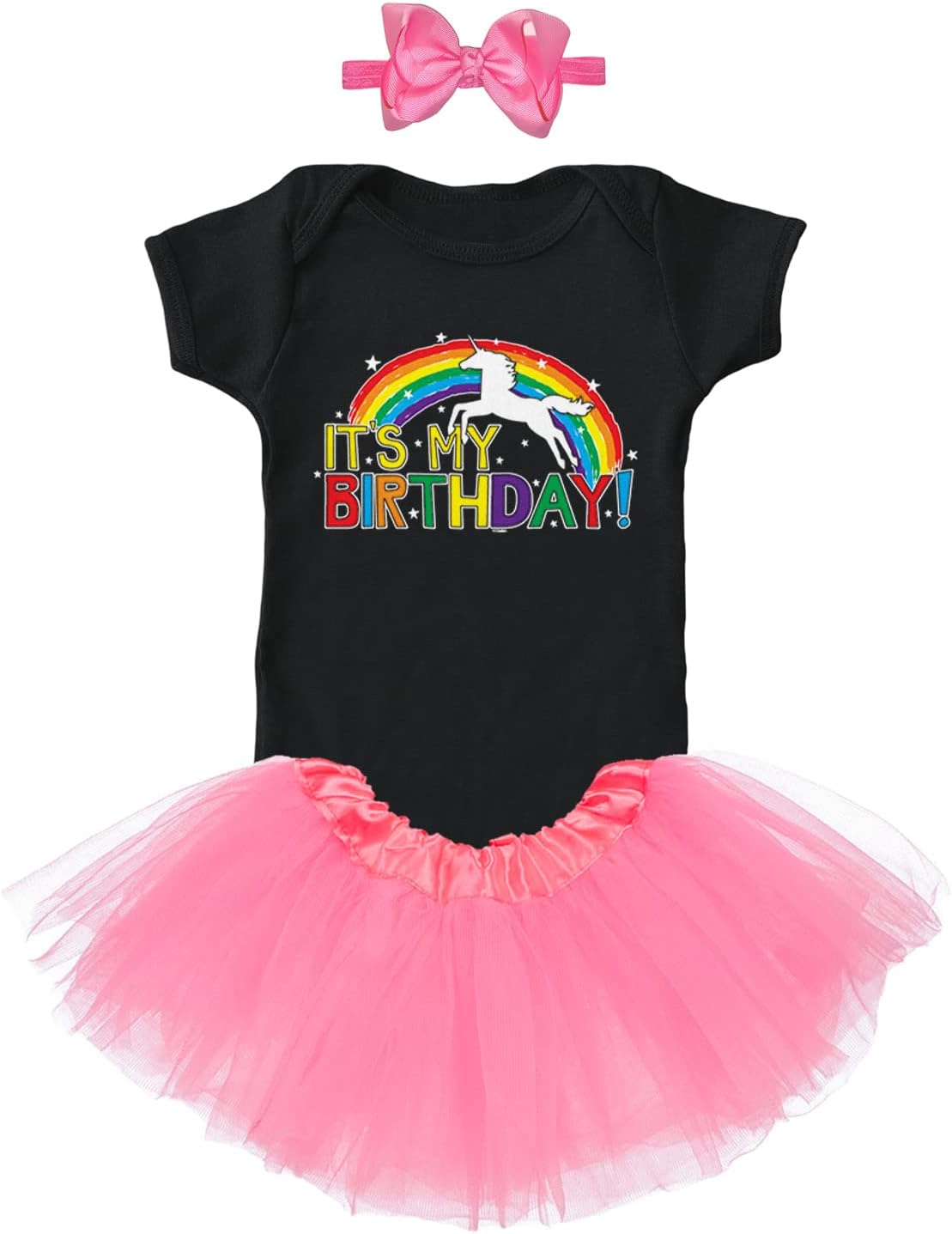 Tcombo It's My Birthday - Unicorn Magical Baby Bodysuit + Tutu Skirt + Bow Headband Set