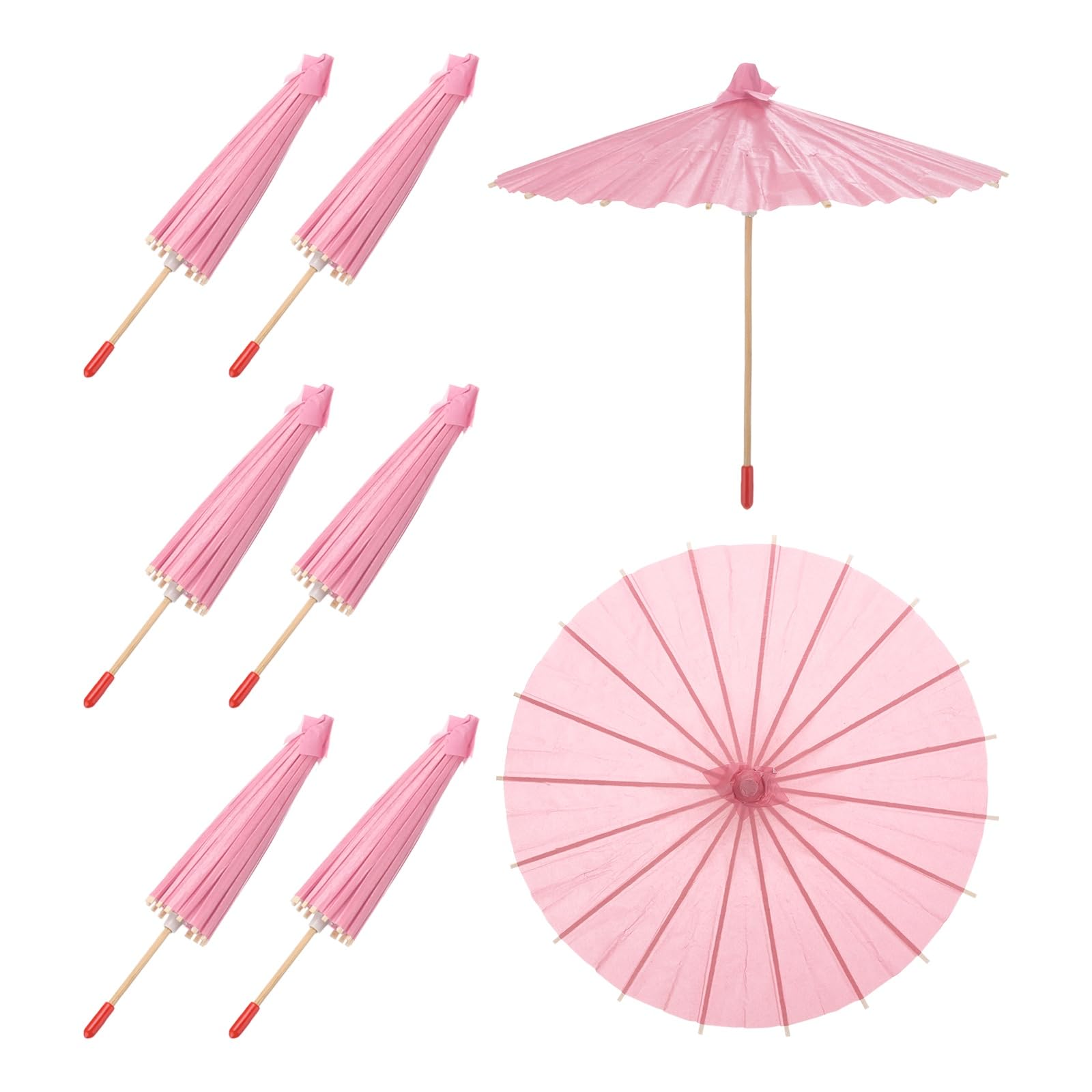 sourcing map 6 Pcs Paper Umbrellas,8" Paper Parasol Umbrella DIY Oiled Paper Painting Umbrellas for Photography Props Craft Party Wedding Decoration,Pink