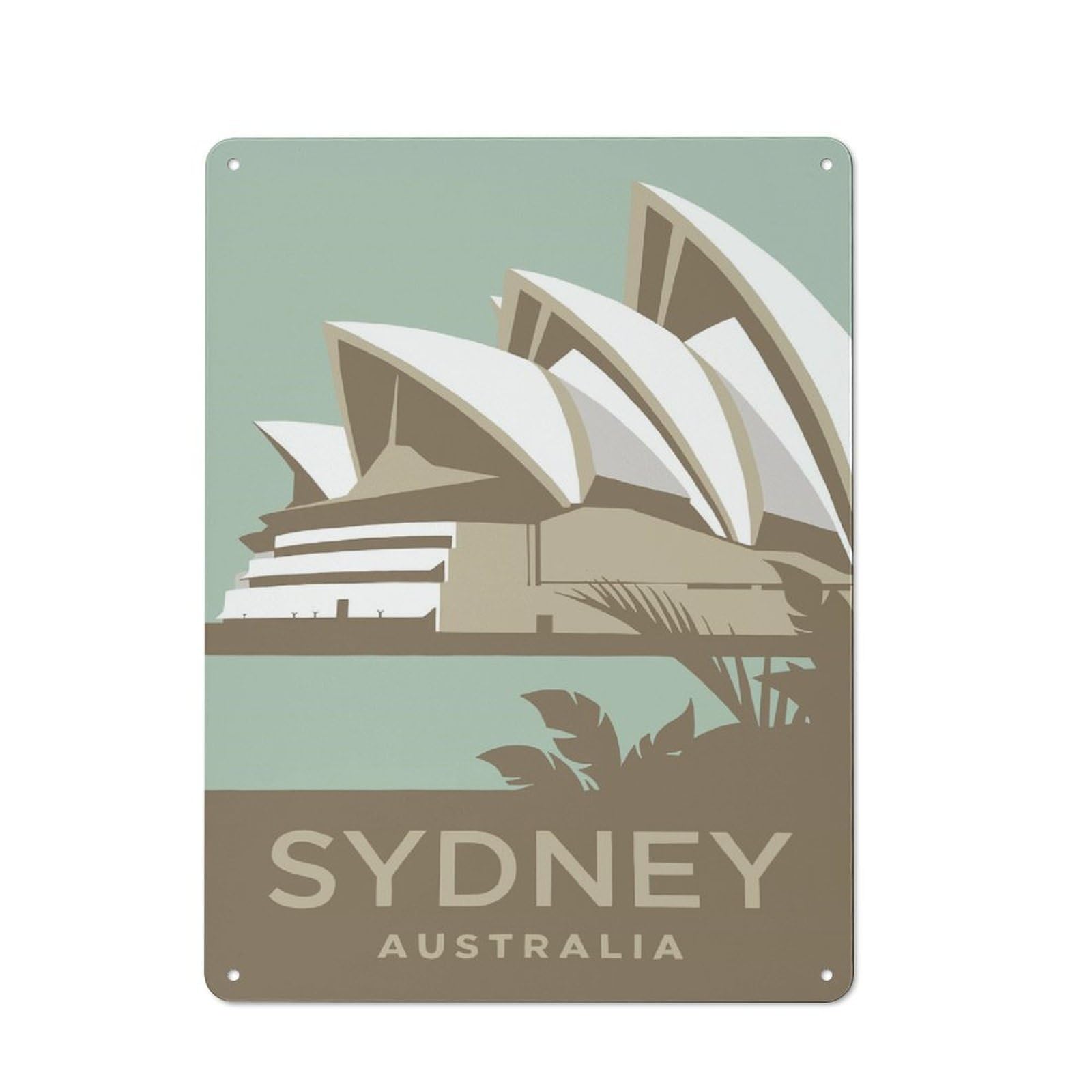 Junmoney Style-17 Sydney Opera House Travel Rustic Tin Sign 40X30cm For Guest Room Or Hallway, For Vintage Wall Decor Fans, For Home Office And Studio Walls