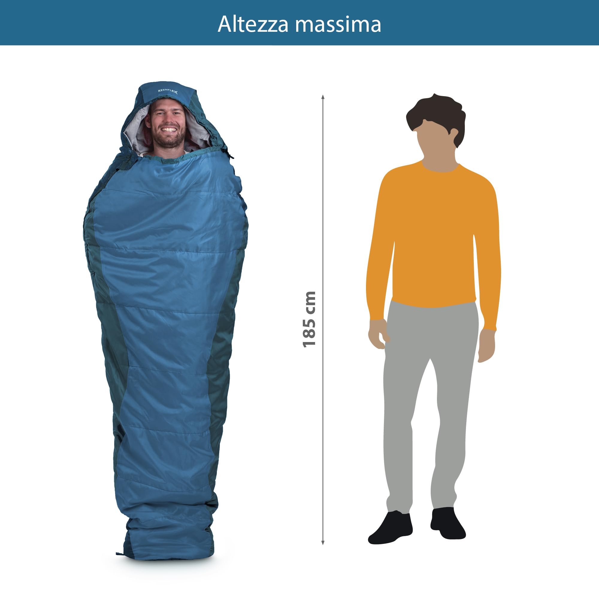 Sacco a pelo per adulti – Piccolo e ultraleggero – 3 stagioni (1500 g) e sacco a pelo estivo (900 g) – per campeggio e attività all'aperto