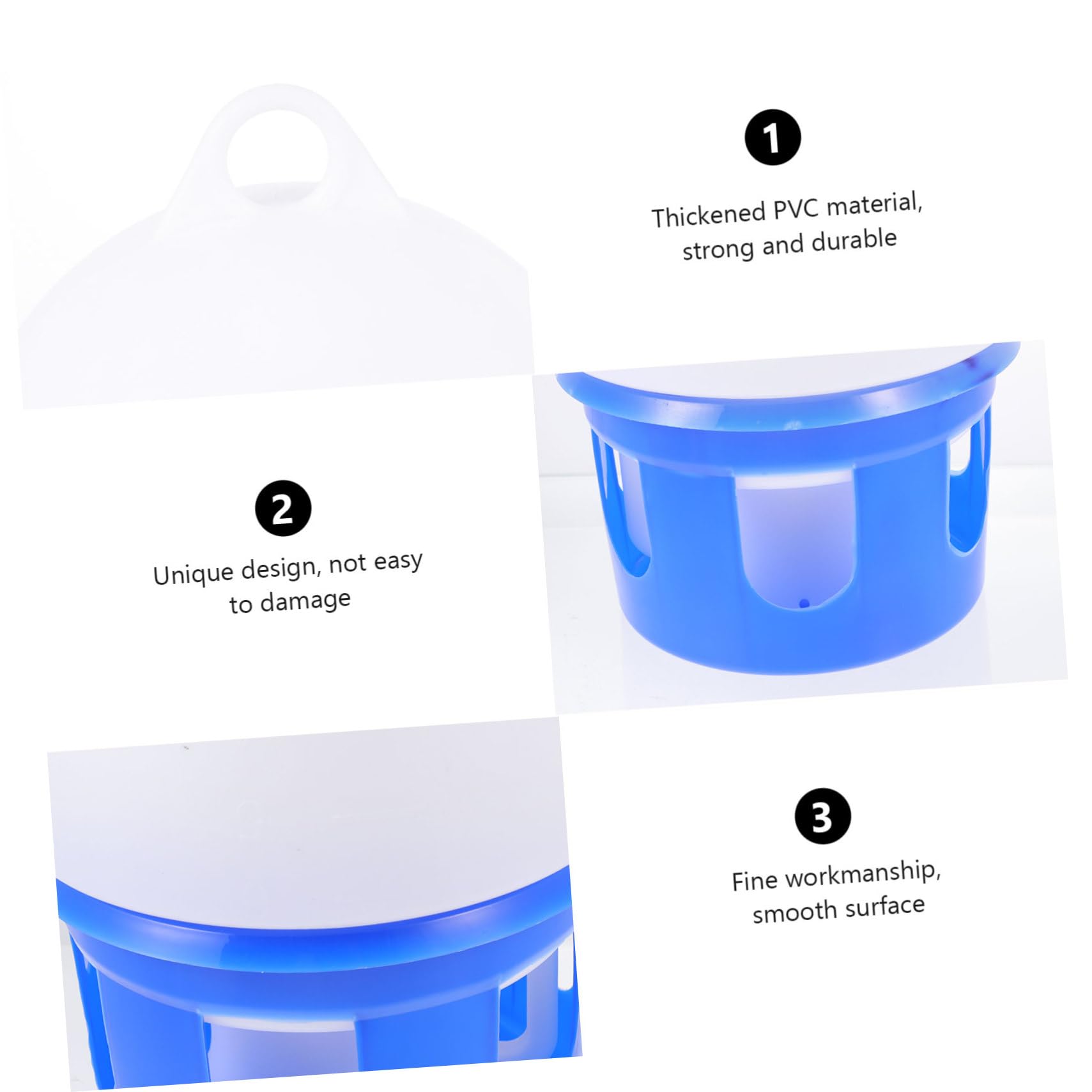 Bebedero para Palomas de Gran Capacidad, Contenedor Colgante | Pvc Azul, Diseño Redondo Desmontable, Fácil de Limpiar, Uso para Loro y Paloma