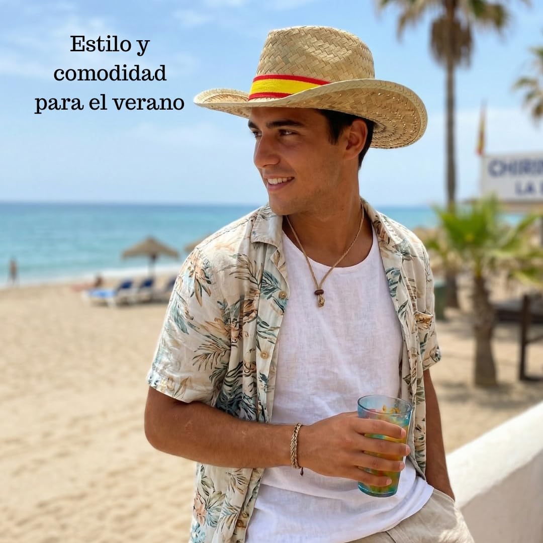 Pack Cappelli di paglia con nastro bandiera Spagna per gruppi: addii, penne, fiere, eventi patriani, capeas o viaggi estivi | Accessorio ideale per gruppi e feste