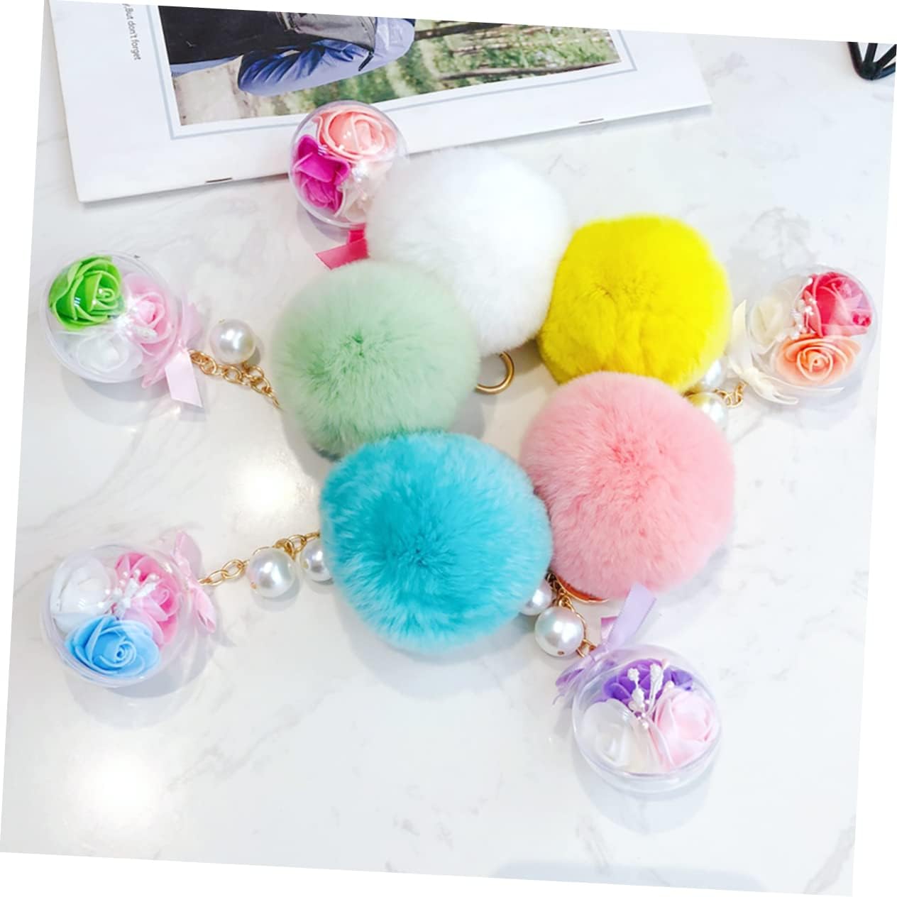 DOITOOL 30pcs Colorful Plush Pom Poms Imitation Rabbit Hair Balls for DIY Crafts Clothing Accessories and Home Decor Light Pink Dark Blue Light Green Each