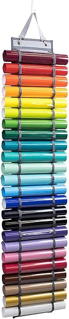 YJYQ Vinyl Roll Holder Storage Organiser with 24 Compartments Vinyl Wheels Storage Rack Vinyl Storage Organiser Vinyl Storage Rack Hanging Organiser Storage for Vinyl, Over the Door