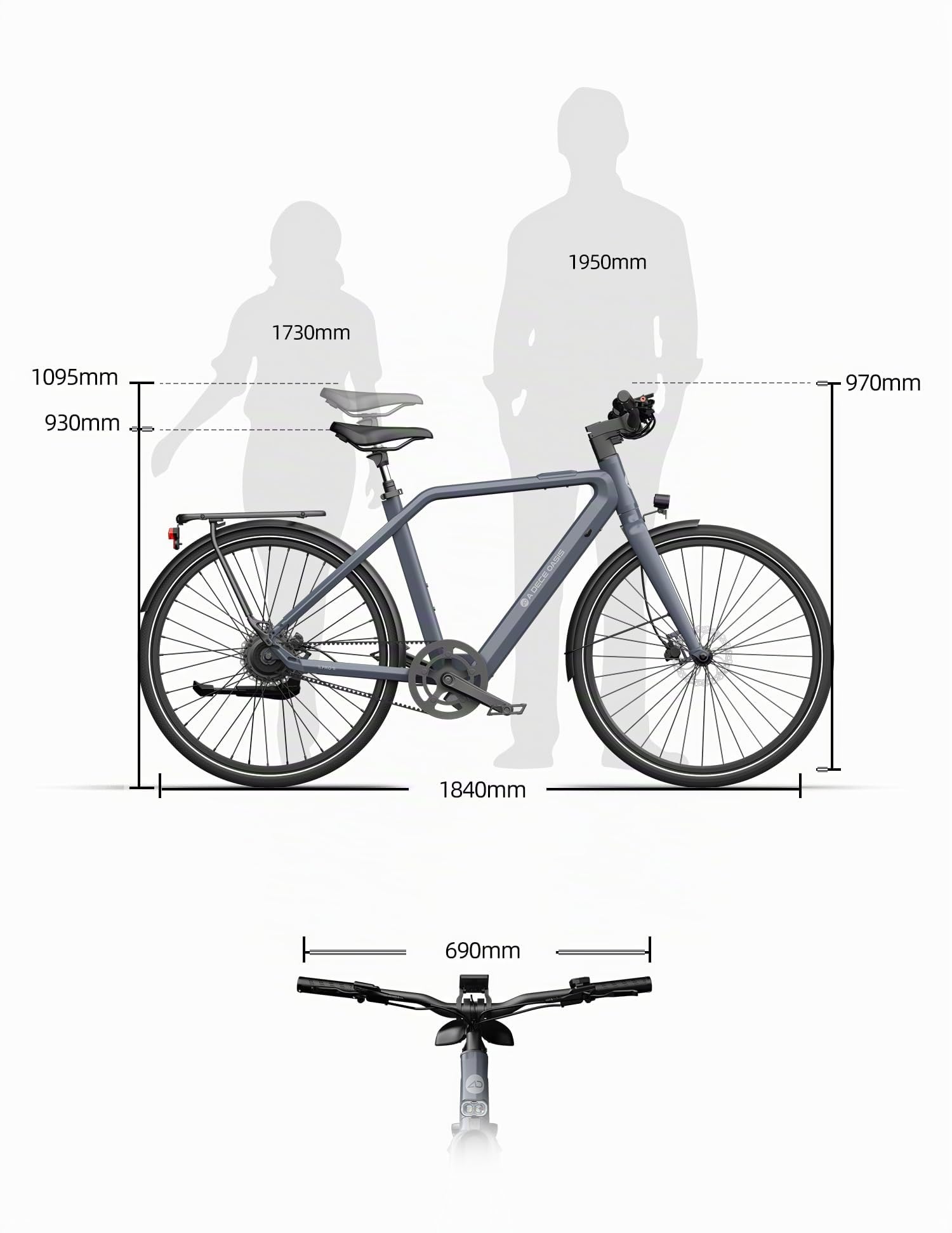 Vélo électrique Dece Oasis ADO Air30, 28'', 700C, Batterie 370 Wh, pour Femmes et Hommes, 1 Vitesse, Capteur de Couple, Transmission par Courroie, APP, écran IPS 3,5''