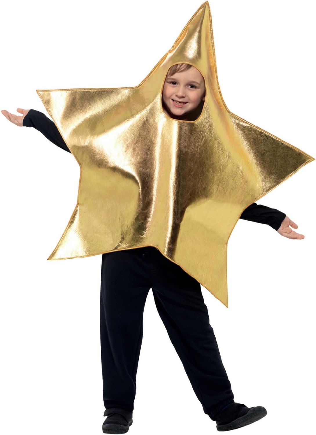 Smiffys Shining Star Kostüm, Gold mit Reiter, geeignet für alle Altersgruppen bis 7 Jahre, Weihnachten Kinder Fasching, Xmas Dress Up Kostüme