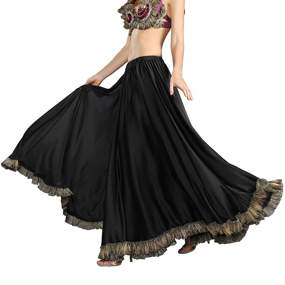 ROYAL SMEELA Falda Flamenca Mujer Gitano 12 Yardas Faldas largas Danza del Vientre 360 Grados Faldas de Baile Trapear la Longitud del Piso Dobladillo Grande Traje de Baile