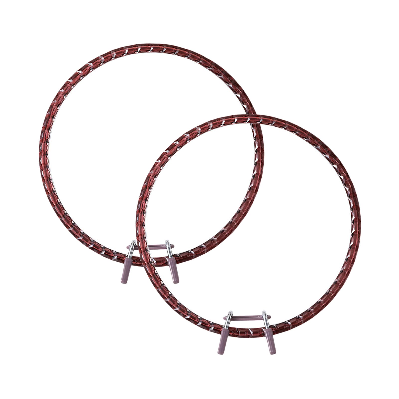 Msioytog Brown 2Pcs Round Stitching Hoops Ergonomic Adjustable Embroidery Frames With Spring Mechanism For Needlework Crafting Adjustable Embroidery Hoops Ergonomic