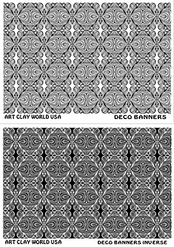 Flexistamps Texture Sheet Set Deco Banners Designs (IncludingDeco Banners and Deco Banners Inverse)- 2 Pc.