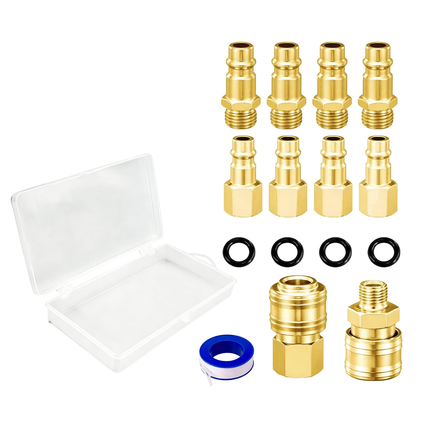 QIAOLIDA 10Pcs Air Compressor Fitting 1/4Inch Male/Female Coupler Quick Releasing Steel Plated Rust Resistant
