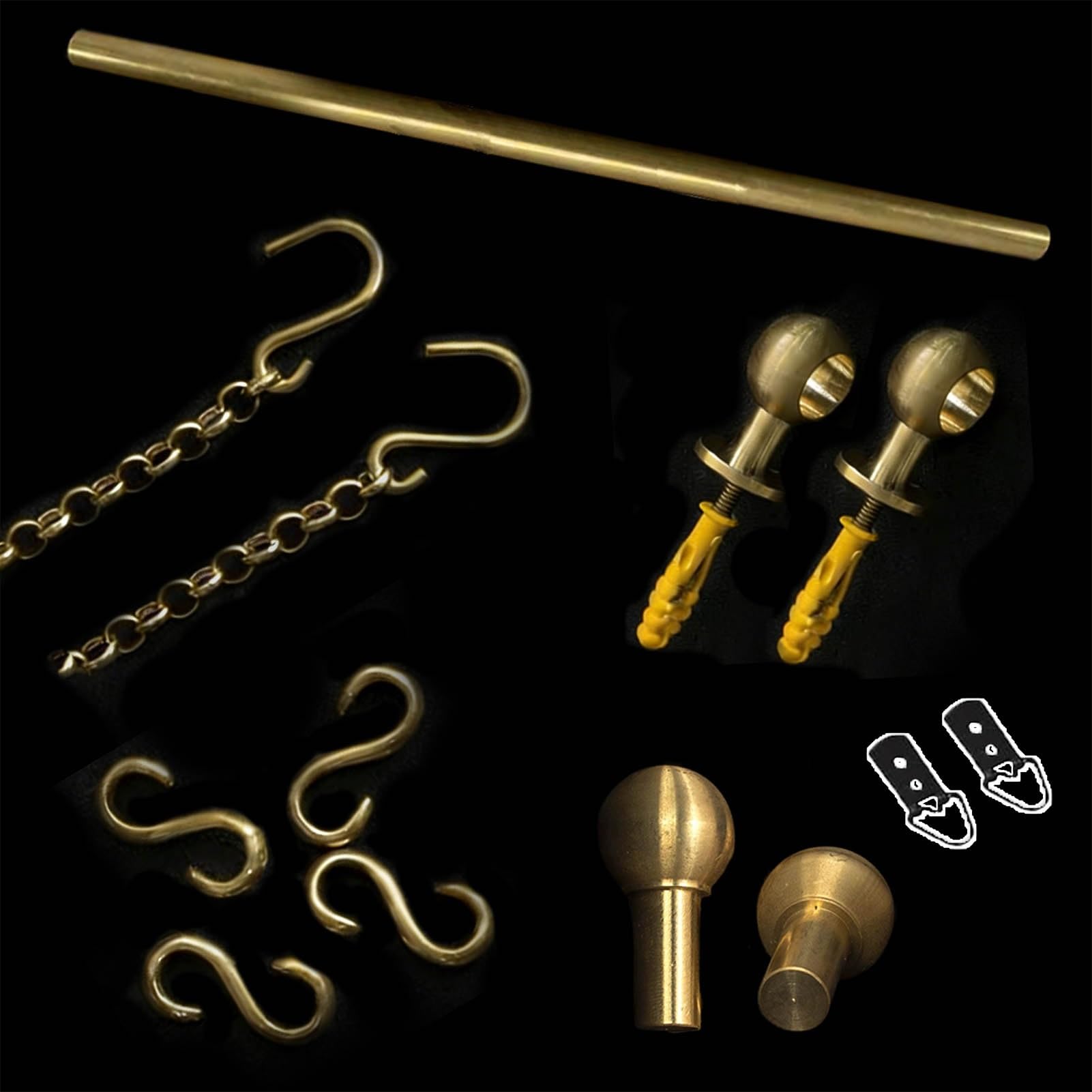 Kit di fili resistenti per appendere quadri con anelli a D e ganci, staffe in ottone per pareti della galleria, mensole per esposizione di opere d'arte