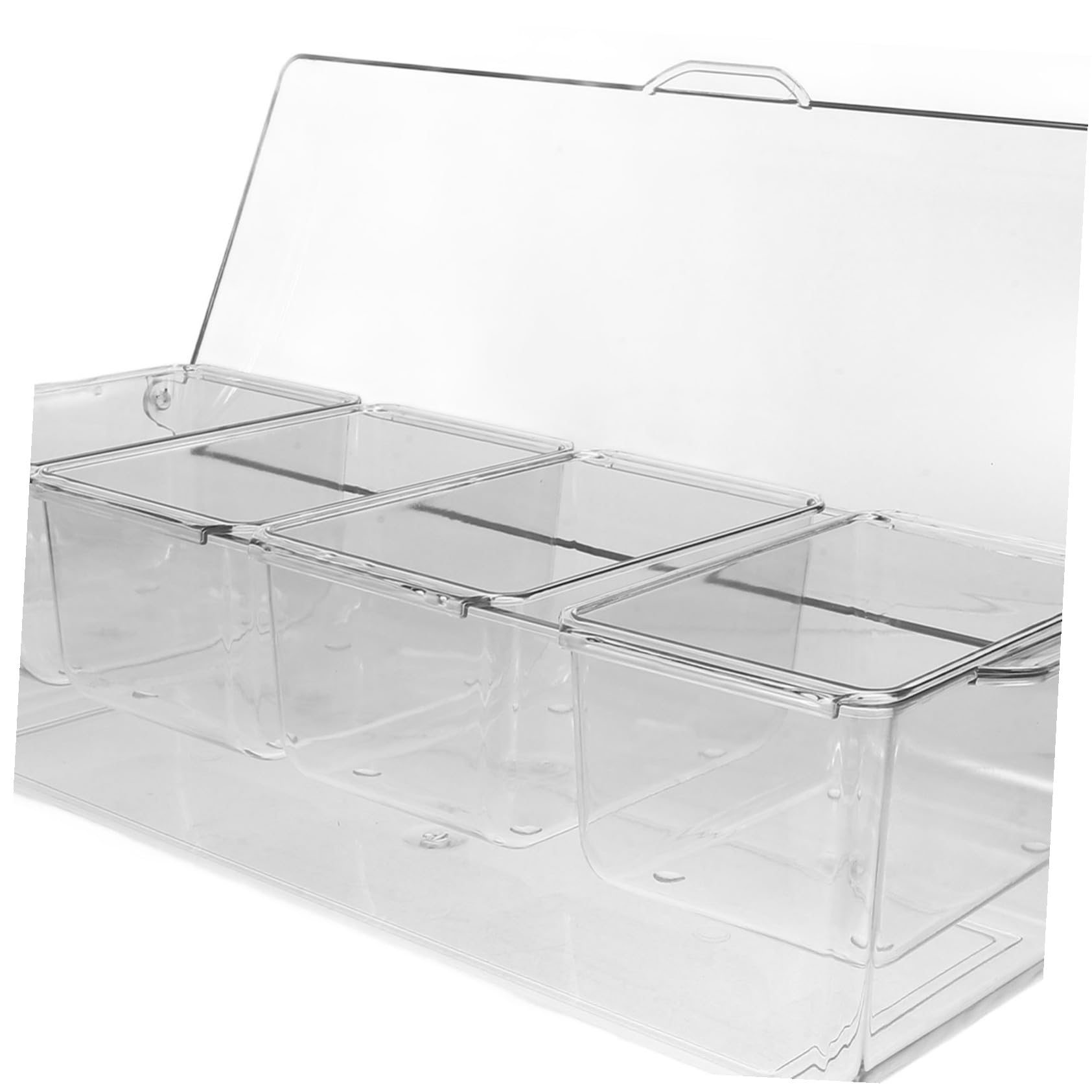 INOOMP Contenitore Condimenti Refrigerato Trasparente con Scomparti e Coperchio Organizer Salate Portatile per Feste Picnic e Barbecue Multiuso con Forchette e Clip
