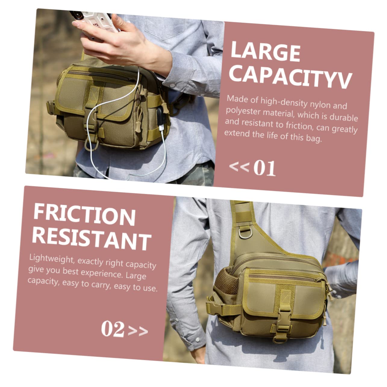 Borsa Tattica Portatile Resistente All Usura Borsa Tracolla Multifunzione Da Campeggio Adatta Per Riporre Oggetti Essenziali Per Outdoor Cerniera Liscia e Resistente Design Regolab