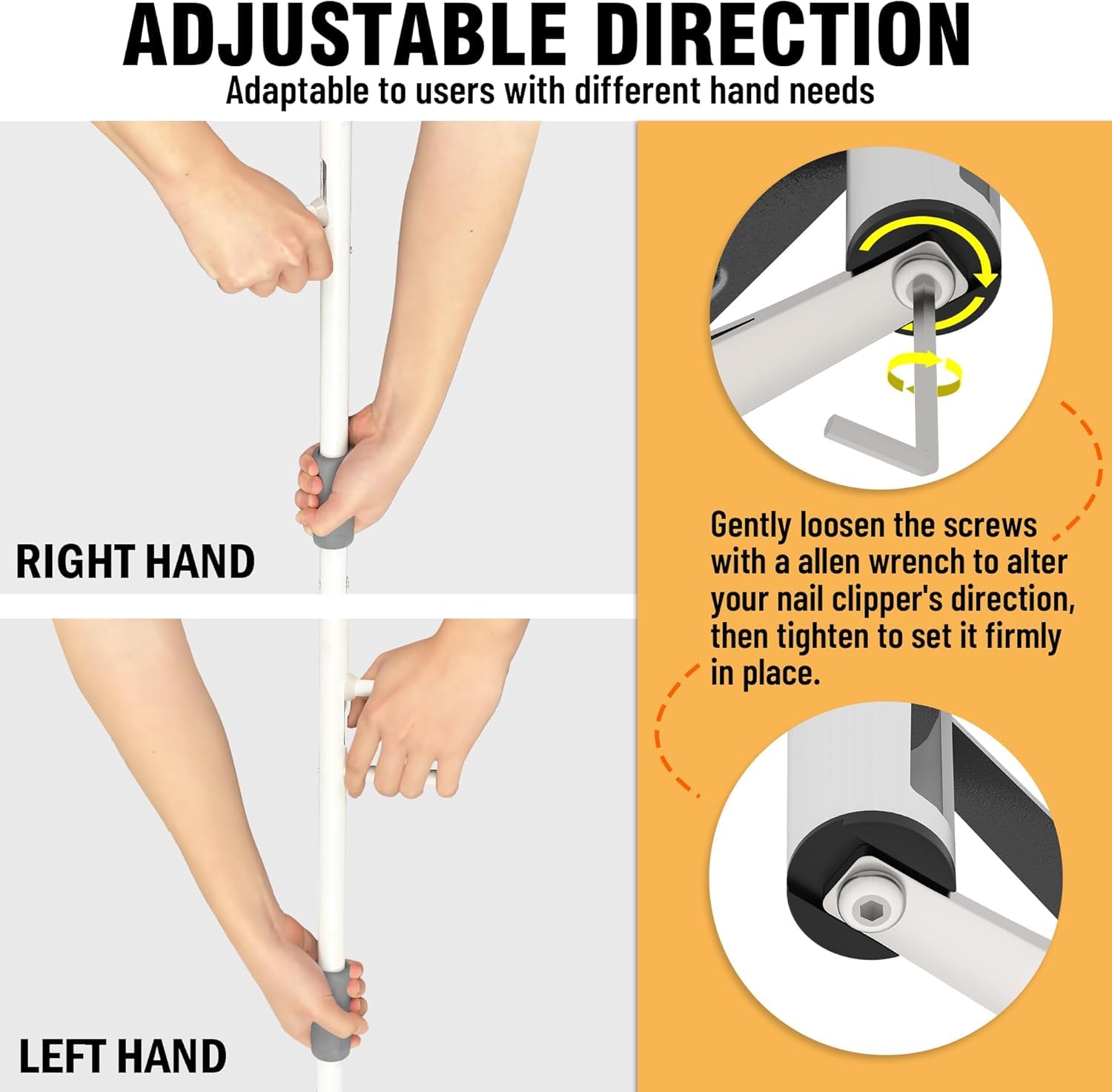 Cortaúñas de mango largo, apertura ergonómica de mandíbula ancha, ideal para uñas gruesas, personas mayores, personas con sobrepeso, personas con artritis, cortaúñas de fácil alcance (XS-16/40 cm)