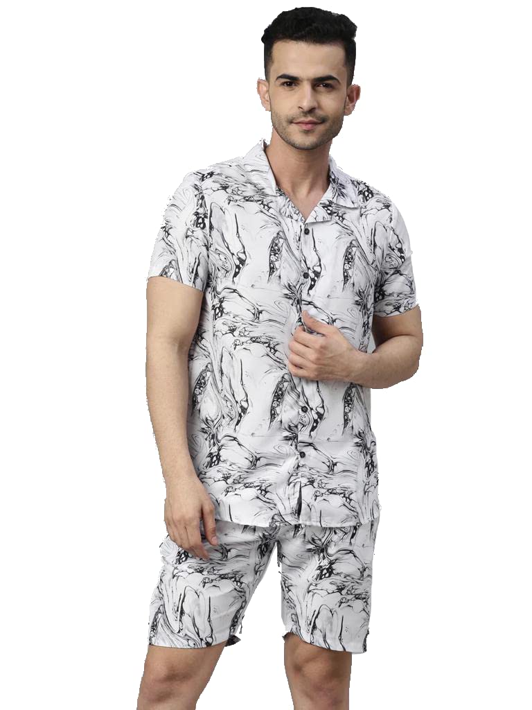 Creative DigitalMen’s Night Suit| Casual Wear| Lounge-wear Nightdress Pajama Set | Summer Night Wear | Printed Casual Sleepwear| Pajama Shorts Night Suits Set| Beach Wear