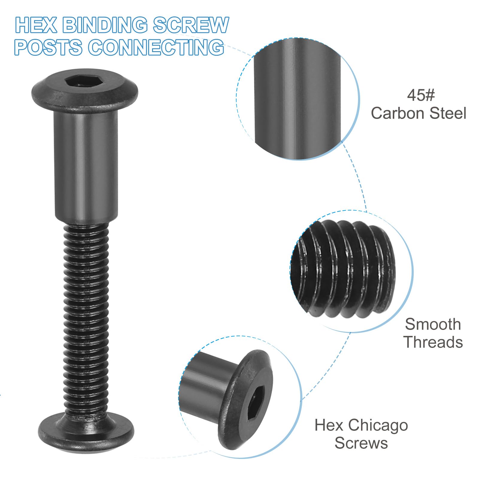 PATIKIL M6 x 35 mm Hex Chicago Screws - Image 3